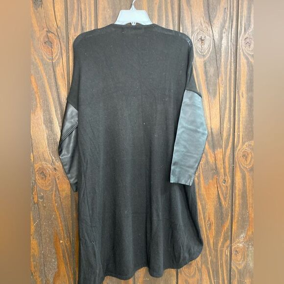 Zara black faux leather elbow open cardigan size medium - Picture 10 of 14